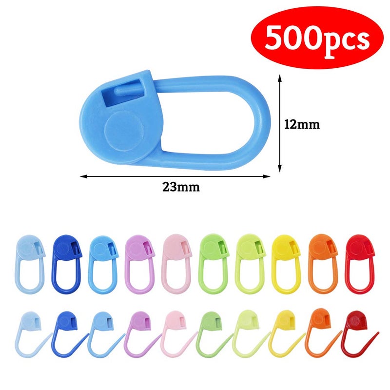 Mayboos 500 Pieces Colorful Knitting Markers Crochet Clips, Knitting Crochet Stitch Markers, Stitch Counter Needle Clips for Knitting DIY Craft Plastic Safety Pins - Image 2